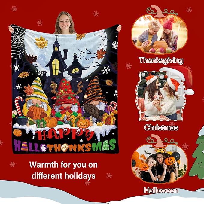 Christmas Blanket, Christmas Throw Blanket for Sofa Couch Room Bed, Xmas Gifts for Women Men Daughter Son Kids, Gifts for Thanksgiving, Pumpkin Gift, 60"x80"