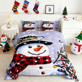Feelyou Kids Christmas Theme Decorations Bedding Set Xmas Snowman Comforter Set for Boys Girls Merry Christmas Funny Cute Decor Bedroom Collection 3Pcs Queen Size