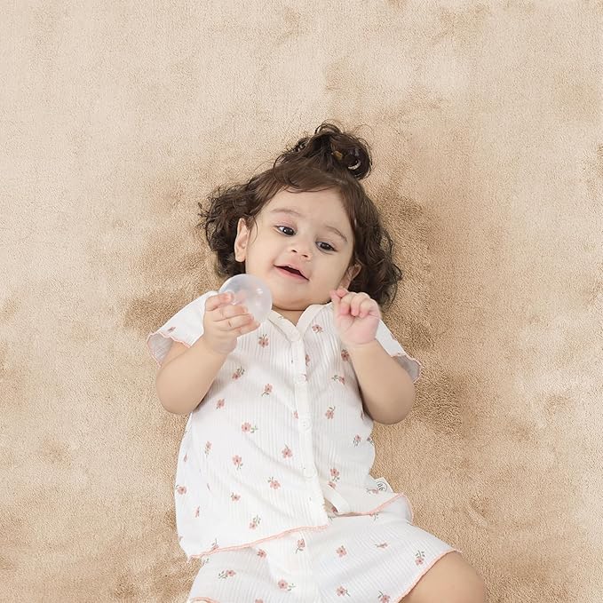 1.3" Thick Baby Floor Play Mat 79x118, Basic Padded Foam Mat for Tummy Time Crawling, Non Slip Cushioned for Babies Toddlers Infants Kids (Beige)