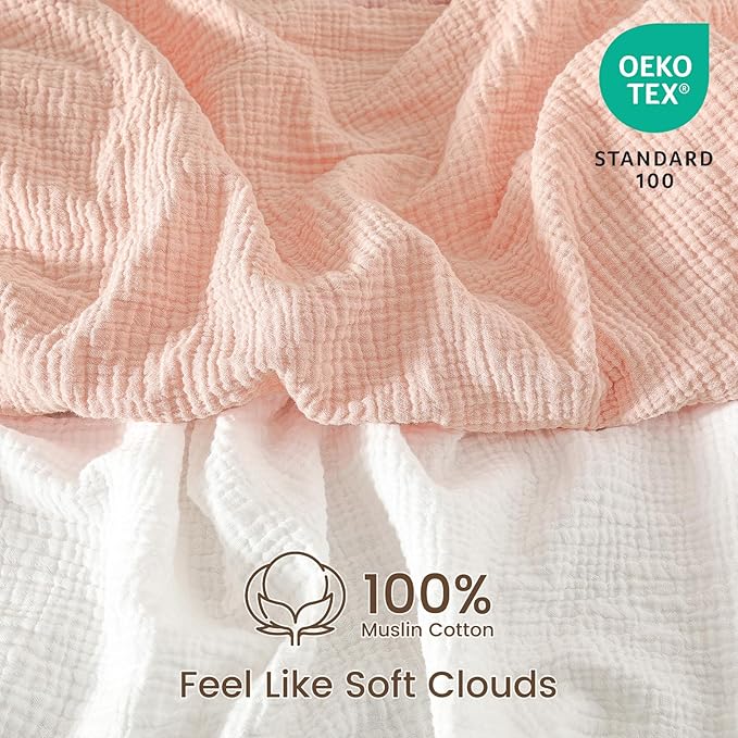 david's kids Muslin Mini Crib Sheets, 2 Pack Cotton Pack N Play Sheets for Girls, Soft Breathable Baby Sheets Fit Pack N Play, Playard and Mini Crib Mattresses, Snow White & English Rose