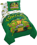Jay Franco Nickelodeon Teenage Mutant Ninja Turtles Green Bricks 5 Piece Twin Bed Set - Includes Reversible Comforter & Sheet Set Bedding - Super Soft Fade Resistant Microfiber