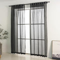 Black Linen Look Pinch Pleated Sheer Curtains 108 Inches Long 2 Panels, 50 Inches Width, Rustic Textured Light Filtering Drapes, Dark Moody Floor to Ceiling Window Curtain with Hooks