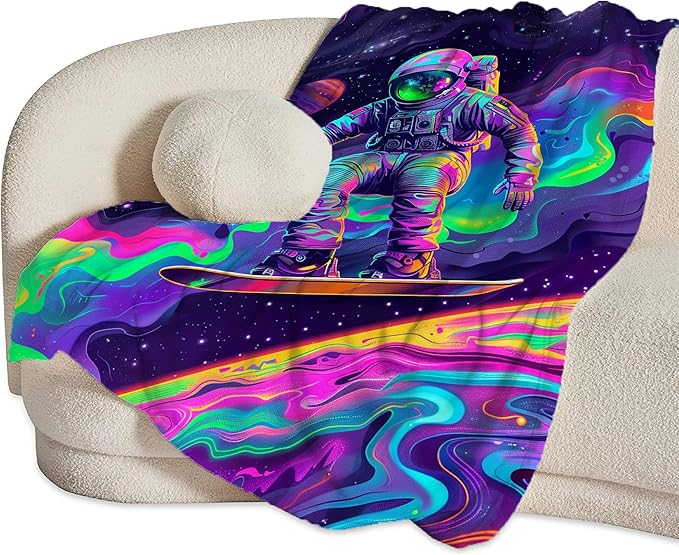 Astronaut Blanket Spaceman Throw Blanket Astronaut Gifts and Decor Fantasy Astronaut Blanket for Boys Girls Women Men Kids Adults Soft Warm Cozy Fleece Blanket for Couch Sofa Bed 50"x40"