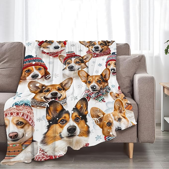 Corgi Blanket Funny Corgi Dog Gifts for Girls Boys Woman Kids Cute Corgis Lover Bear Throw Blankets Soft Blanket Warm Fleece Flannel Plush Blankets for Bed Sofa Couch 40"x50"