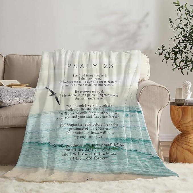 Tijuboni Psalm 23 Throw Blanket Christian Religious Gifts for Women Men Girls Boys Kids Adults Soft Flannel Fleece Blanket for Couch Sofa Bed Home Decor 40"x50"