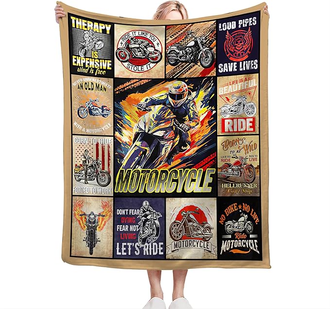 Motorcycle Blanket Ride Gifts for Girls Motorcycle Rider Boys Woman Kids Motorcycles Lover Sport Throw Blankets Soft Blanket Warm Fleece Flannel Plush Blankets for Bed Sofa Couch 50"x60"