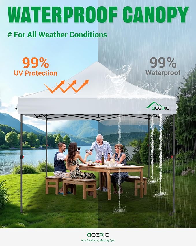 Heavy Duty 10x10 Canopy Replacement Top Cover with 8 Large Drainage Holes, Waterproof PU and 99% UV Resistant Fabric for Outdoor Events, Art Exhibition (Tent Top Only, Excluding Frame, Khaki)