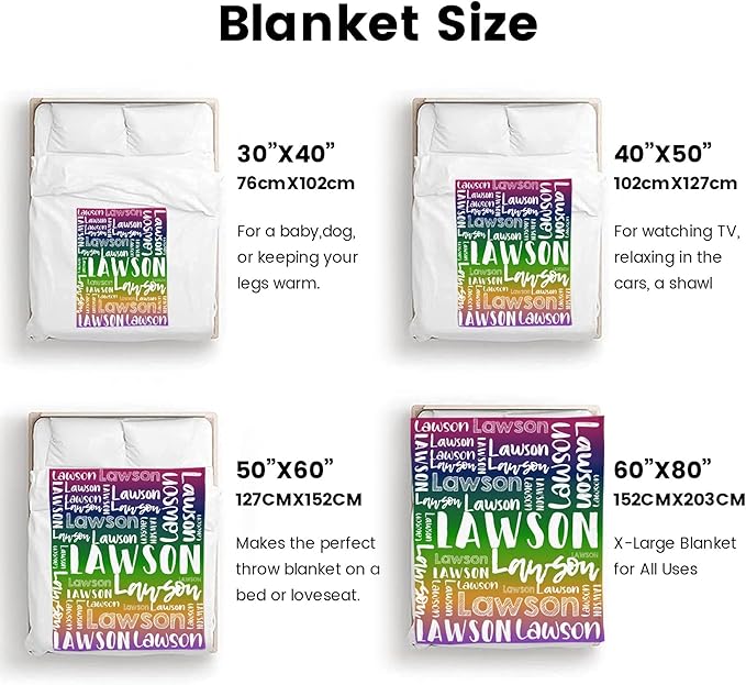 Dr.TOUGH Personalized Blankets with Name Customized Baby Blankets for Girls Boys Adults Monogrammed Blankets and Throws Christmas Birthday Mothers Valentines Day Gift (Z-Colorful 05, 40''×50'')
