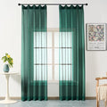 Emerald Green Curtains Sheer 84 Inches Long, Dark Linen Look Textured Light Filtering Drapes Decor, Hunter Green Transparent Window Treatments, Pinch Pleat Curtain with Hooks