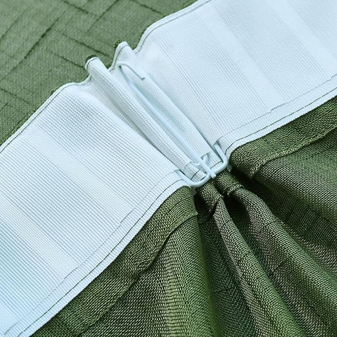 Olive Green Sheer Curtains 90 Inches Long 2 Panels, Dark Textured Linen Look See Through Drapes, Thin Light Filtering Window Treatments, DIY Pinch Pleat Sliding Glass Door Curtain