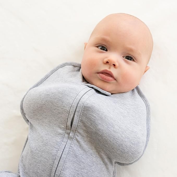 Woombie Original Baby Swaddling Blanket - Self-Soothing, Cotton Baby Swaddle with Zipper - Wearable Newborn Blanket, Twilight Heathered Gray, 5-13 lbs