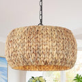 Farmhouse Boho Chandelier, 5-Light with Water Hyacinth Lampshade, for Dining Room, Kitchen Island, Bedroom, Living Room
