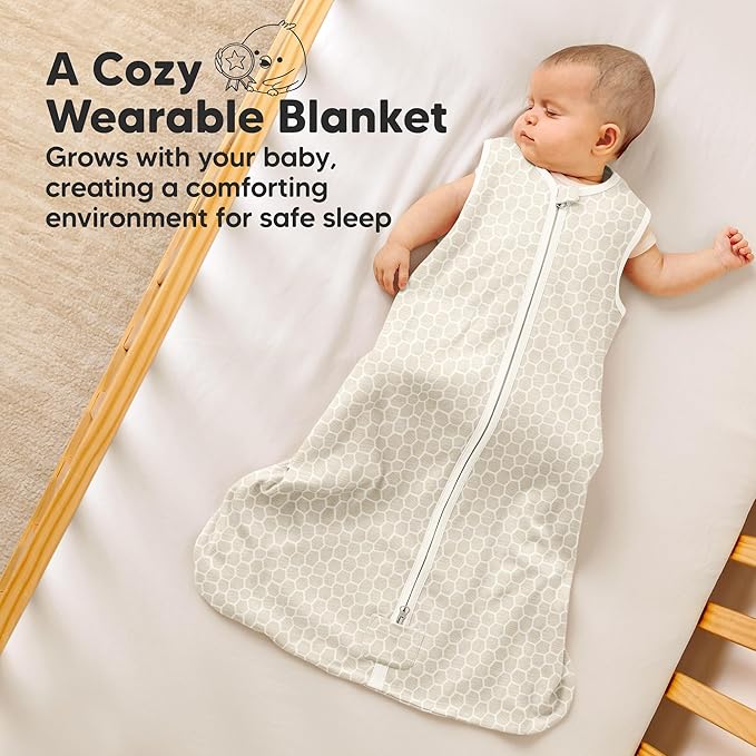 2-Pack Baby Sleep Sacks,Zipper Wearable Blanket - 0.5TOG Organic Cotton,Lightweight,Soft Cozy Toddler Sleeping Sack 6-12 months,Easy to Wear Large Newborn Transition Swaddles Sleepsacks(BumbleBear)