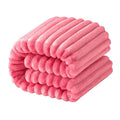 NTBAY Plush Flannel Twin Bed Blanket, 60X80 Inches Soft and Warm Lightweight Blanket with Striped Texture Bed Blanket for Couch Sofa Bed All Seasons, 60"x80", Coral Pink