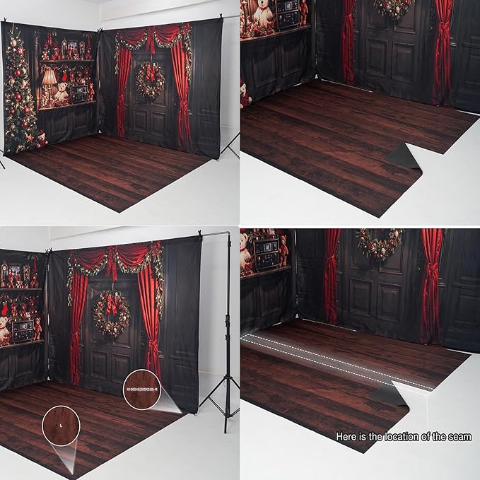 Kate Rustic Brown Wood Floor Backdrop Photography Floor Mats Newborn Photography Props Wooden Wall Rubber Floor Mats for Professional Photographer Studio10x8ft (Included 2 Pcs 5x8ft)