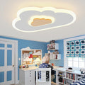 LED Ceiling Light Fixture 23.7in Dimmable Children Cloud Lights for Ceiling with Remote Control 36W Creative Wooden Bedroom Ceiling Light for Kids Room Bedroom Living Room