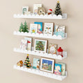 Fun Memories 24 Inch White Nursery Book Shelf, Scalloped Picture Ledge for Wall, Set of 4, Floating Shelves for Toddler Room, Kids Rooms, Bedroom