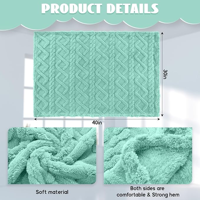 VitalCozy 4 Pcs Soft Fleece Baby Blankets Set 30" x 40" 3D Plush Warm Nursery Swaddling Bed Blanket Little Boys Girls Infant Toddlers and Newborn Receiving Gifts Blankets(Light Color)