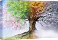 SIGNWIN Canvas Wall Art Four Seasons Fantasy Tree with Colorful Leaves Nature Illustrations Modern Chic Multicolor for Living Room, Bedroom, Office - 24"x36"