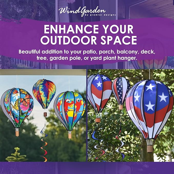 Hot Air Balloon Hanging Garden Spinner 22" - Vibrant Flamingo Design, Weather-Resistant Outdoor Decor, Durable & Lightweight for Patios, Yards, and Gardens - Eye-Catching Wind Spinner