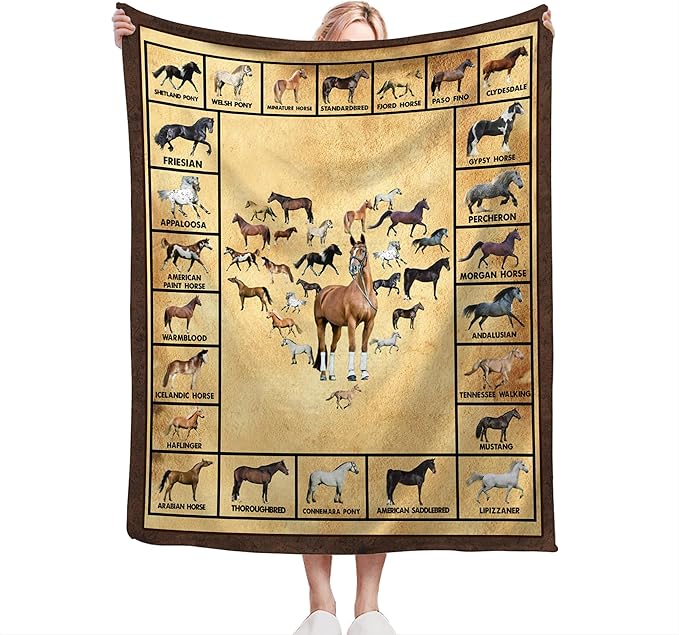 Horse Blanket Throws Horse Gifts Horses Throw Blanket for Girls Boys Kids Adults Soft Warm Cozy Fleece Blanket for Couch Sofa Bed 80"x60"