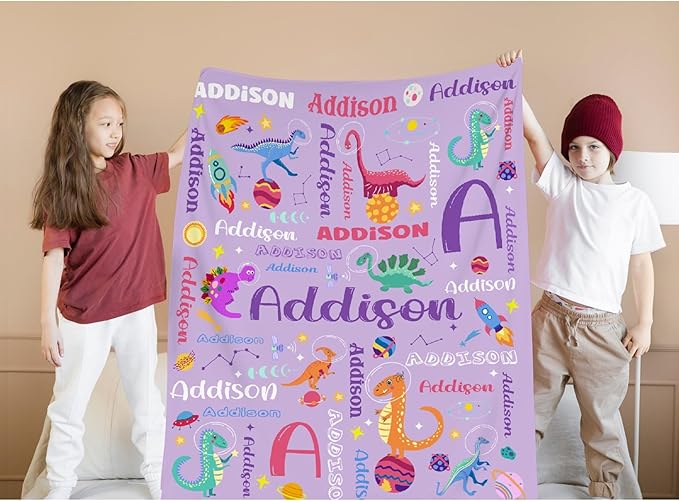 Custom Dinosaur Astronaut Blanket Gifts for Girls Boys Women - Super Soft Cozy Warm Throw Sheet for Couch Bed Sofa Office Decor All Season 40"x50" for Kids/Children