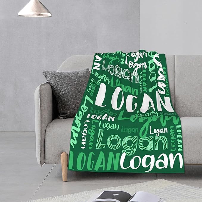 Dr.TOUGH Personalized Blankets with Name Customized Baby Blankets for Girls Boys Adults Monogrammed Blankets and Throws Christmas Birthday Mothers Fathers Valentines Day Gift (Green,60''×80'')