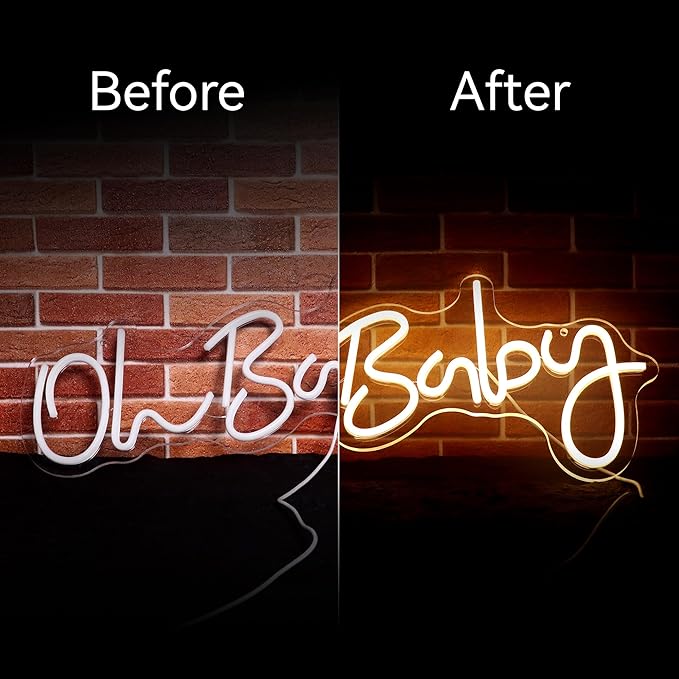 Oh Baby Sign for Wall Decor Led Neon Lights for Teen Bedroom Decor Art Light Up Letters Oh Baby Neon Neon Signs for All Party Room Decorations USB 5v 21.7x10 Inch (warm white)