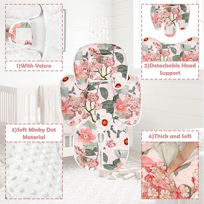 TANOFAR Infant Car Seat Head Support, Soft Baby Carseat Head & Body Support, Flower Baby Car Seat Insert Cushion for Newborn Boys