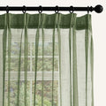 Sage Green Linen Look Sheer Curtains 96 Inches Long 2 Panels, Rustic Textured Light Filtering Drapes, Elegant Window Decor, Pinch Pleat Curtain with Hooks