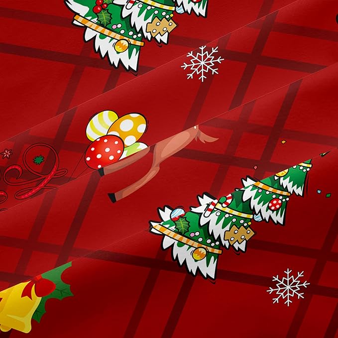 Christmas Duvet Cover Queen Size Red Gingham Christmas Bedding Set 3 Pcs Kids Boys Girls Xmas Grid Checked Cartoon Deer Pattern Comforter Cover with Zipper Closure (No Comforter)