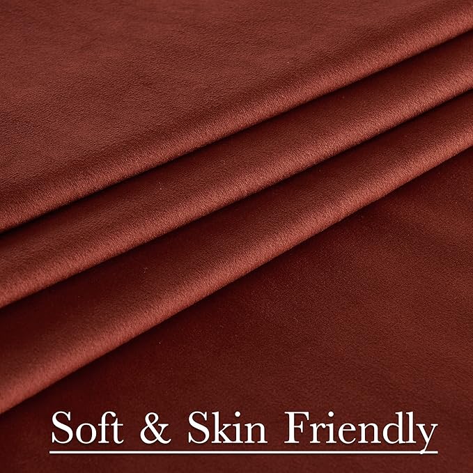StangH Rust Velvet Curtains 90 inches Long - Theater Curtains Bedroom Blackout Window Covering Privacy Thermal Insulated Drapes for Media Cafe, W52 x L90, 2 Panels