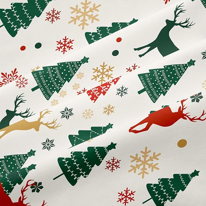 Christmas Duvet Cover Queen Size Green Christmas Tree Bedding Set 3 Pcs Kids Boys Girls Xmas Deer Pattern Comforter Cover with Zipper Closure (No Comforter)