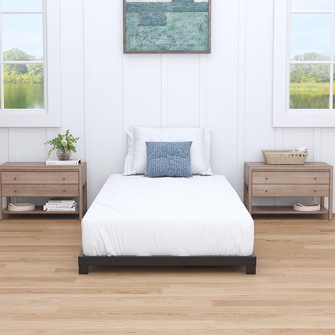 3 Inch Twin Bed Frames Low Profile, Twin Platform Bed Frame No Box Spring Needed, Heavy Duty Metal, Easy Assembly, Black