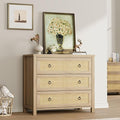 IDEALHOUSE Rattan Dresser for Bedroom, Chest of Dressers 29" Tall Dresser for Closet with 3 Rattan Drawers Chest with Clothes Storage Cabinet, Drawer Organizer for Bedroom, Living Room, Hallway
