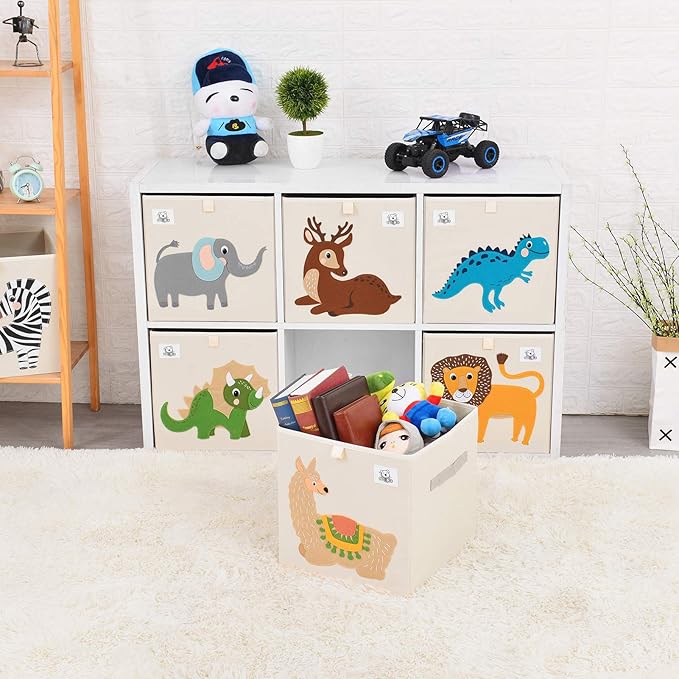 CLCROBD Foldable Animal Cube Storage Bins Fabric Toy Box/Chest/Organizer for Toddler/Kids Nursery, Playroom, 13 inch (Bear)