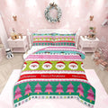 Feelyou Merry Christmas Comforter Set Full Size Santa Claus Bedding Set for Kids Boys Girls Xmas Tree Snowflake Duvet Quilt Striped Bedroom Decor Microfiber 3 Pcs with 2 Pillow Cases