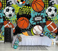 AFZEVEB-Colorful Graffiti Wallpaper Hand-Painted Ball Wall murals for Kids Room 136"x96"(Not Peel and Stick)