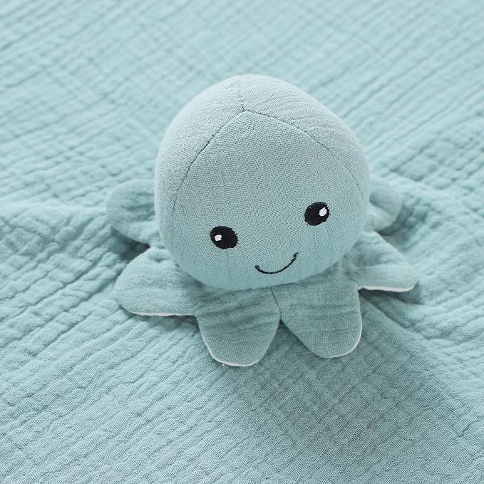 Organic Cotton Muslin Loveys for Babies,Security Blankets for Baby Lovey,Unisex Baby Essentials Neutral,Baby Registry Search,Newborn Baby Gifts for Boys and Girls(Green)