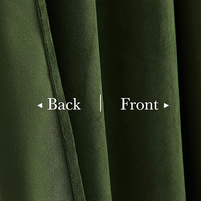 StangH Moss Green Velvet Curtains 120 inches Long, Light Blocking Privacy Sliding Door Covering Christmas Home Decoration Backdrop Curtains, W52 x L120, 2 Panels