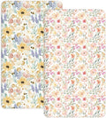Crib Sheets for Boys and Girls, 2 Pack Fitted Baby Sheets for Standard Toddler Mattress 28" x 52", Soft Breathable Jersey Knit Baby Bedding (Golden Meadow)