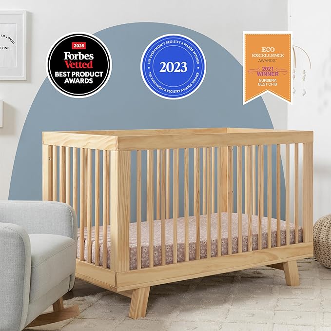 babyletto Hudson 3-in-1 Convertible Crib with Toddler Bed Conversion Kit in Natural, Greenguard Gold Certified
