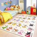 Kids Rugs for Playroom, 4x5 Feet Educational Rug for Learn The ABC Alphabet, Soft Machine Washable Non-Slip Cute Cartoon Animals Carpet for Classroom Toddler Nursery Kids Room Decor, Beige
