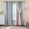 XiDi Pink Grey Green Girls Curtains for Bedroom Rainbow Blackout Short Curtains for Kitchen Cafe Window Room Darkening Kids Childs Nurser Room Wall Decor 84 inches Long 34 inches Wide 2 Panels Set