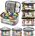 6 Pack Clear Toy Storage Bags with Tag and Manual Pocket – Versatile Waterproof Organizer Bags for Lego Bricks, Board Games, Building Blocks, Puzzles, Dolls, Books (X-Large Size, Black)