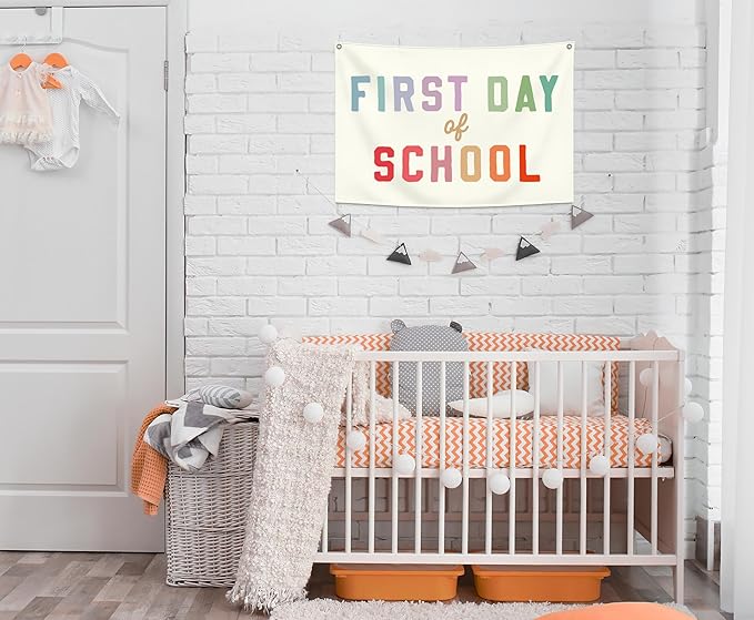 First Day of School-Classroom Boho Rectangular Banner Flag Pennant Wall Decor Gift for Boy Girl Kid Teen,Classrooms Nursery Playroom Reading Room Bedroom Decor-Birthday Christmas Gift