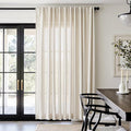 jinchan Sliding Doors Linen Blend Curtain 84 Inches Length 1 Panel for Living Room, Light Filtering 100 Inches Extra Wide Natural Drape for Patio Door with Rod Pocket Back Tab (100W x 84L, Ecru)