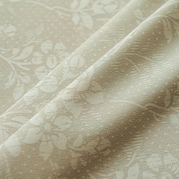 ENJOYBRIDAL Floral 63 Inch Curtains 2 Panel Set Light Camel Rustic Drapes Rod Pocket Bedroom Living Room Semi Sheer Window Curtain Panels Short Farmhouse Boho Chic Cute Window Treatments