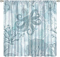 Coastal Window Curtains,Nautical Beach Themed Thermal Insulating Blackout Curtain for Living Room, Bedroom Set 2 Panels,63x63 Inches