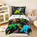 PERFEMET Twin Kids Bedding Sets 4-Piece Cartoon Dinosaur Boys Comforter with Sheets Ultra Soft Reversible Colorful Animal Children Bed in a Bag Set(Dinosaur, Twin)